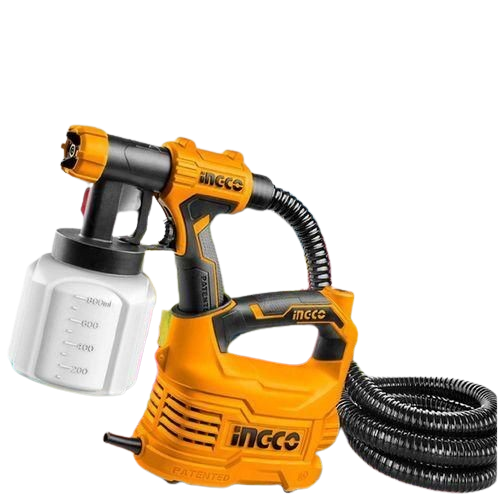 INGCO 500W Floor Based Electric Spray Gun SPG5008 with 800ml Tank & Hose – Professional Paint Sprayer for Walls, Furniture, Wood & DIY Projects