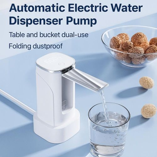 Smart Automatic Electric Water Dispenser Pump USB Rechargeable with LED Display – Desktop & Bucket Dual Use – Digital Water Quantity Control 999ML Auto Stop