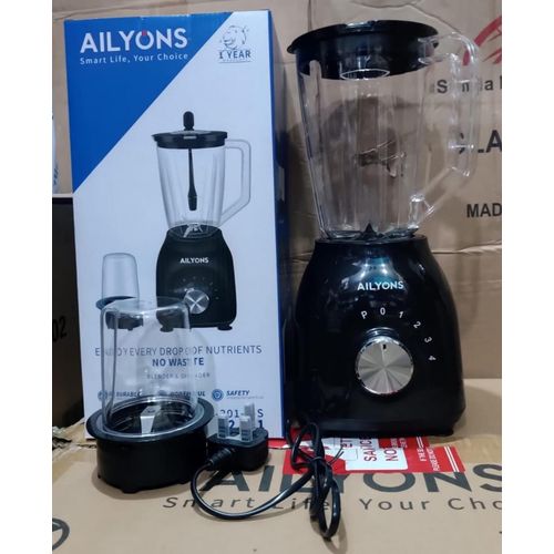 AILYONS 2-in-1 Electric Blender with Grinder 1.5L Large Capacity Jug – 4 Speed Control + Pulse Smoothie Maker, Juice Blender, Coffee & Spice Grinder, Heavy Duty Stainless Steel Blades for Home Kitchen
