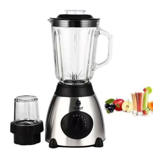 NUNIX 2-in-1 Electric Blender with Grinder 1.5L Glass Jar – 4 Speed + Pulse Smoothie Maker, Juice Blender, Coffee & Spice Grinder, Heavy Duty Stainless Steel Blades Kitchen Appliance