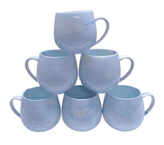 6PCS Marble Design Ceramic Coffee Mug Set With Handle – Modern Tea & Coffee Cups Drinkware Set for Home, Office & Kitchen – Durable Marble Pattern Ceramic Mug Set for Coffee, Milk, Tea & Hot Drinks