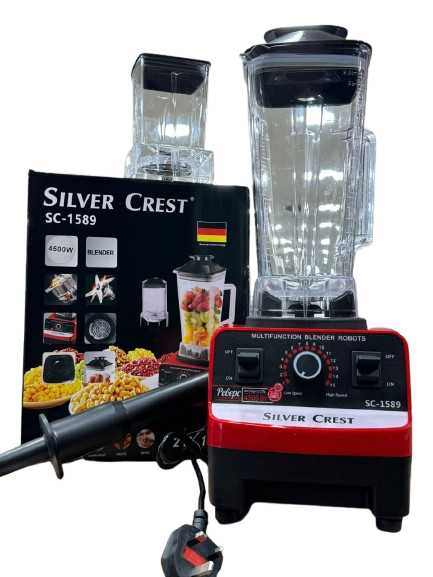Silver Crest SC-1589 4500W Heavy Duty Blender 2.5L High Speed Smoothie Maker with Grinder Ice Crusher Multi Function Kitchen Blender for Juice Fruits Spices Home Commercial Use