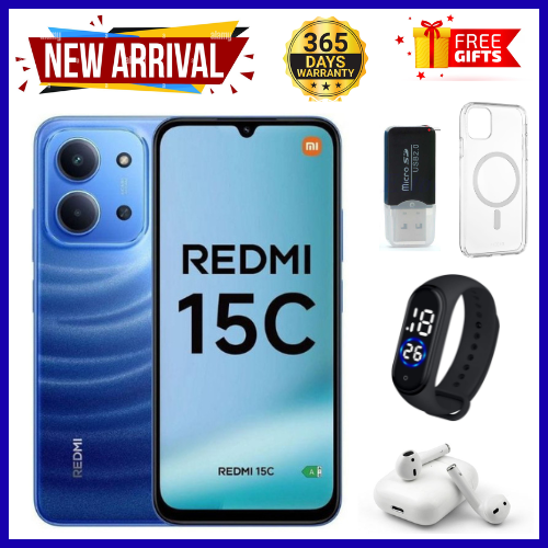 BRAND NEW REDMI 15C 256GB ROM +16GB RAM EXPANDABLE 6.9'' LCD 50MP Main Camera 8MP selfie camera 6000mAh 33W Fast Charger Android 15 Side Fingerprint -Smartphones Side fingerprint