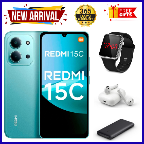 BRAND NEW REDMI 15C 128GB/256GB ROM +8GB/16GB RAM EXPANDABLE 6.9'' LCD 50MP Main Camera 8MP selfie camera 6000mAh 33W Fast Charger Android 15 Side Fingerprint -Smartphones Side fingerprint