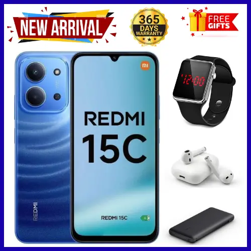 BRAND NEW REDMI 15C 128GB/256GB ROM +8GB/16GB RAM EXPANDABLE 6.9'' LCD 50MP Main Camera 8MP selfie camera 6000mAh 33W Fast Charger Android 15 Side Fingerprint -Smartphones Side fingerprint