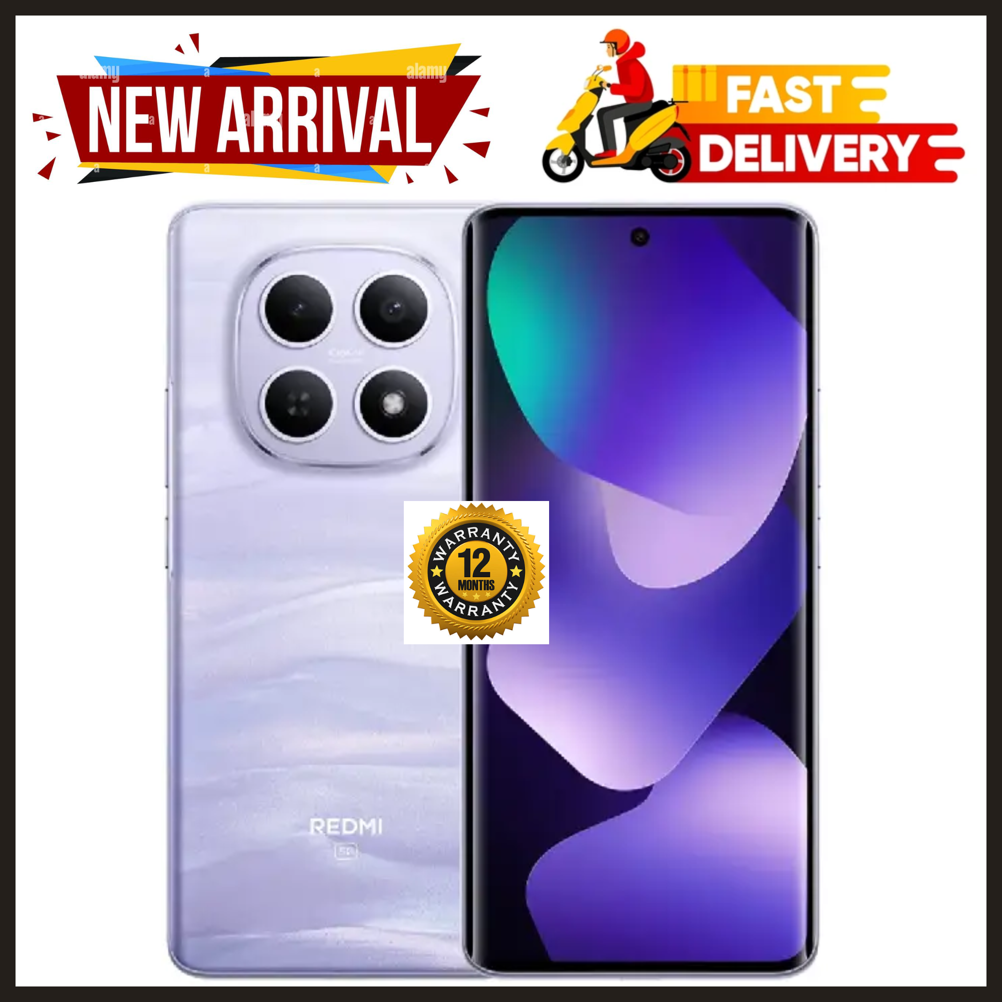 BRAND NEW XIAOMI Redmi Note 15 256GB ROM + 8GB RAM 6.77" 120Hz AMOLED Curved Display 108 MP Rear Camera 20MP Selfie 6000mAh Battery 33W FAST CHARGING On-Screen Fingerprint