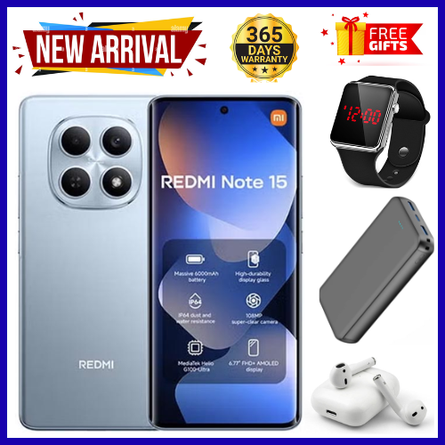 BRAND NEW XIAOMI Redmi Note 15 256GB ROM + 8GB RAM 6.77" 120Hz AMOLED Curved Display 108 MP Rear Camera 20MP Selfie 6000mAh Battery 33W FAST CHARGING On-Screen Fingerprint