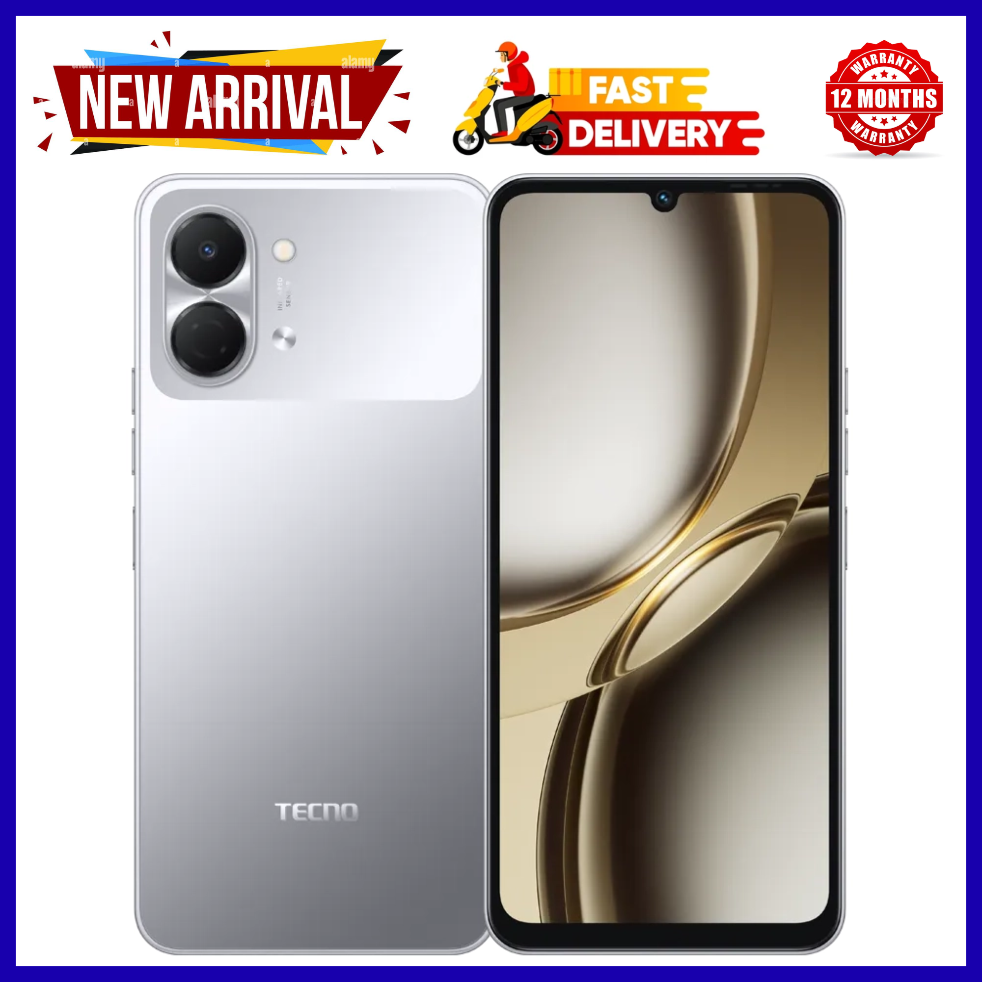 NEW ARRIVAL!! BRAND NEW TECNO POP 20 64GB ROM +4GB RAM 6.75 inch FHD 5000mAh Battery 13MP Main Camera Dual SIM 4G 15W FAST NETWORK UNISOC T7250 PROCESSOR Android 15 Mobile Phones