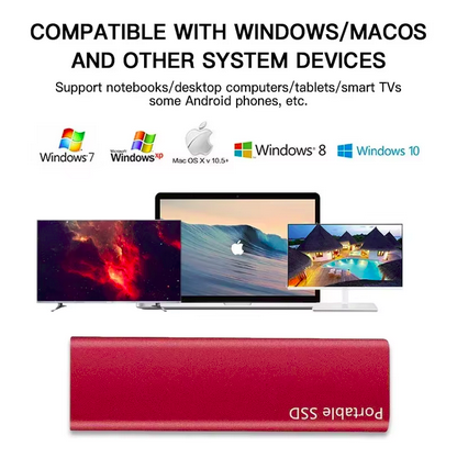 High Speed Portable SSD 1TB External Solid State Drive USB3.1 Type-C Interface Hard Drive Mass Storage Disk for Laptop/Mac/Phone