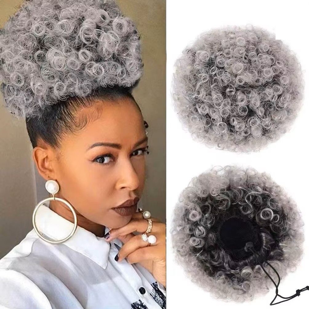 Afro Kinky Curly Style Hair Buns Extension