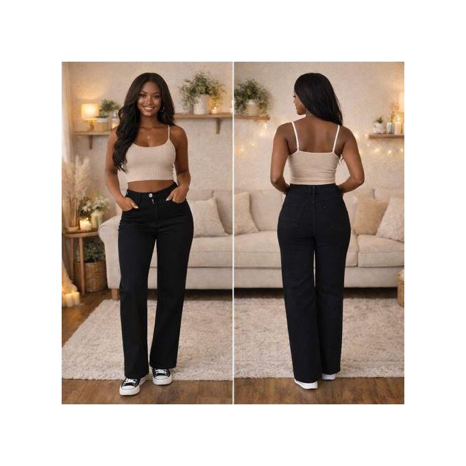 3 Pcs High Quality Women Mom Jeans – Stretch Denim Pants Set (Black, Denim Blue & Deep Blue)