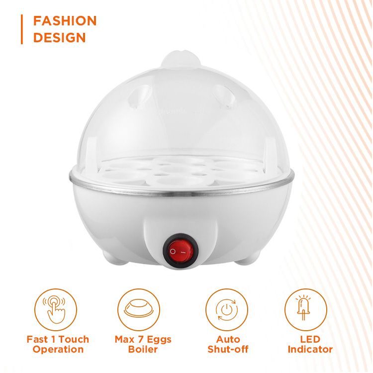 Electric Egg Boiler & Poacher with Lid – Multi-Function Egg Cooker for Boiling & Steaming Eggs – Compact Kitchen Appliance for Quick Breakfast at Home or Office Use