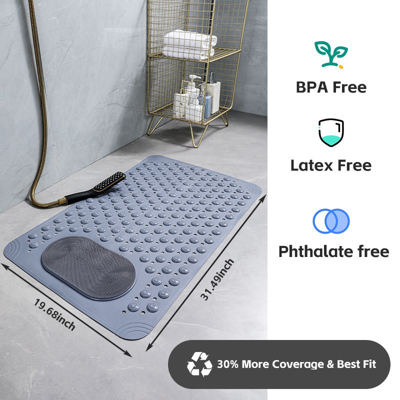 Non-Slip Bathroom Mat with Suction Cups Quick Dry Shower Floor Mat Soft PVC Massage Bath Mat Anti-Skid Bathtub Mat for Bathroom Safety