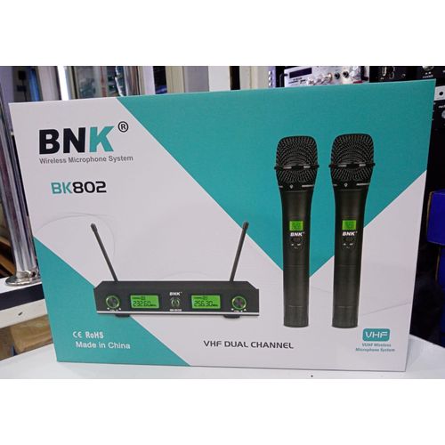 Bnk BK802 VHF Dual channel 2 wireless microphones Public address systems microphones VUHF wireless microphones system