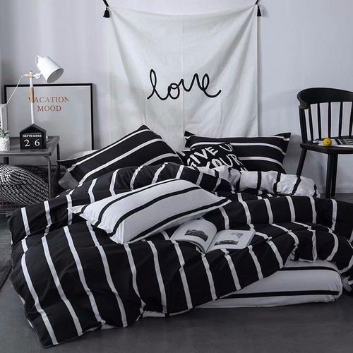 Luxury Nordic style Cotton Microfiber Duvet cover sets, 4 Pillowcases 1 Bedsheet , 1 Duvet Cover Size 6 by 6