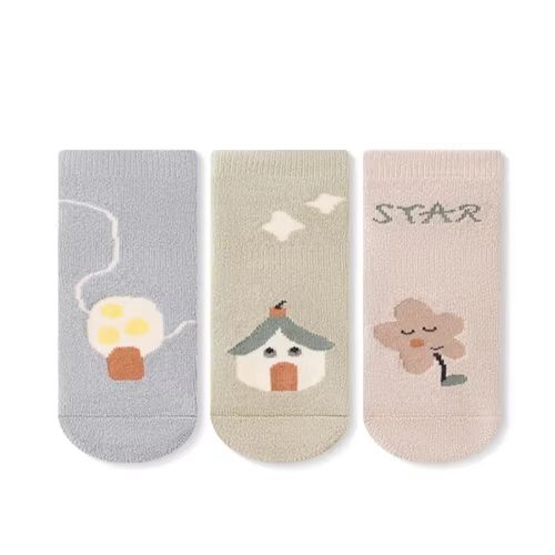 3 Pairs/lot Toddler Boy Girls Floor Socks Thicken Baby Non-slip Thermal Socks Children Clothing Accessories