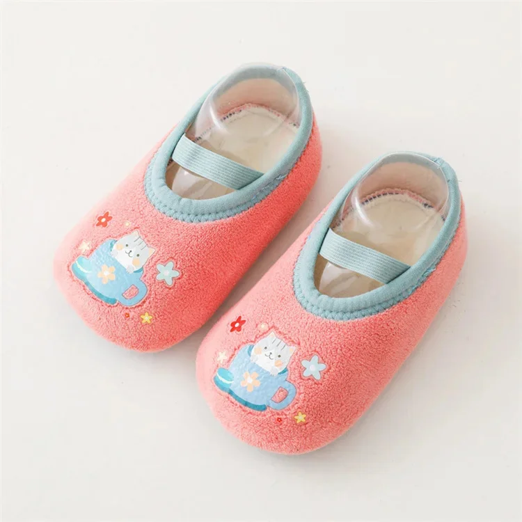 Newborn Baby Boys Girls Anti Slip Cartoon Shoes Winter Indoor Outdoor Slippers Infant Floor First Walk Shoes with Rubber Sole