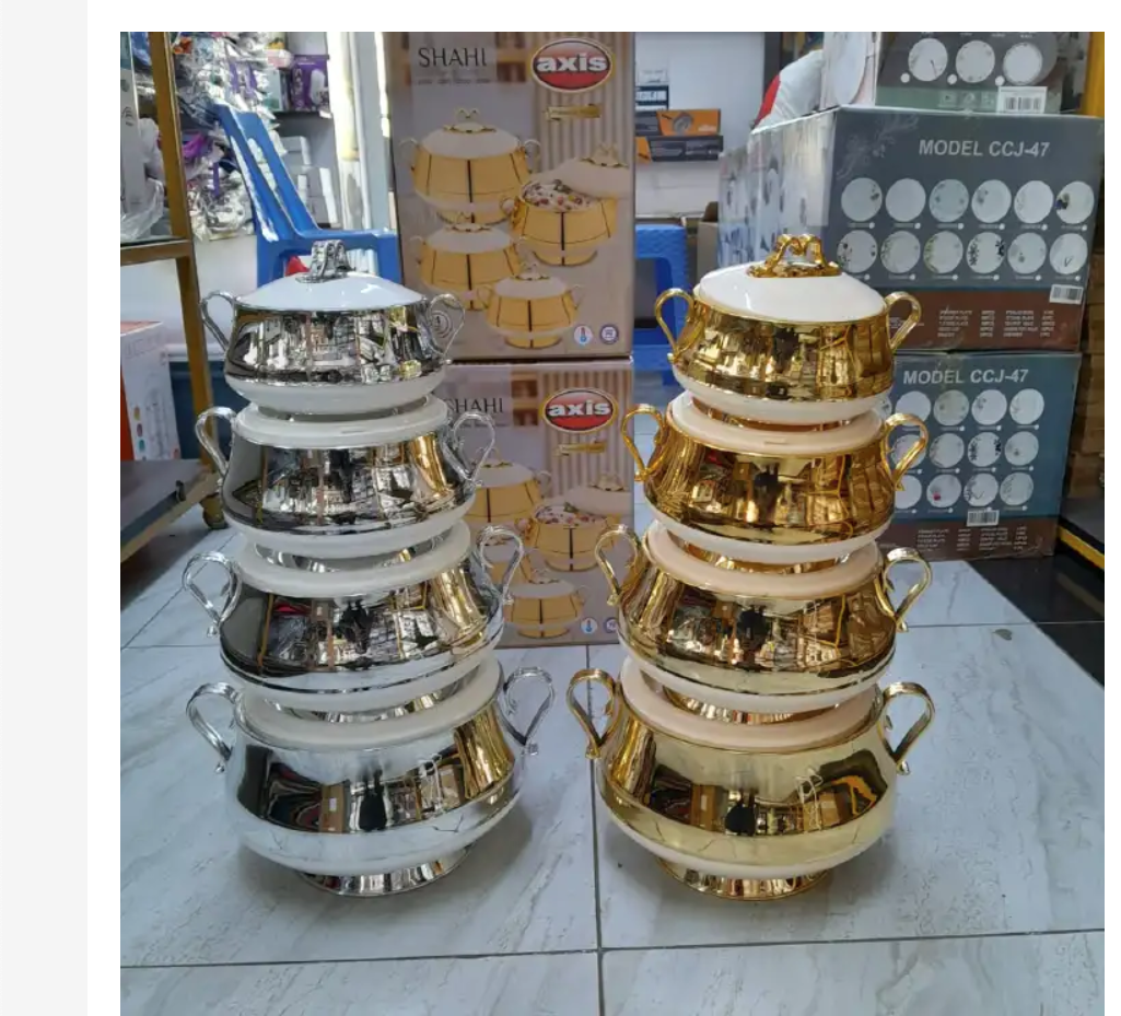 Shahi 4pcs Insulated Stainless Steel Hotpots Serving Dish Hot Pot Sereware Set Casserole Hotpot ( 1000, 1500, 2500 and 3500ML)