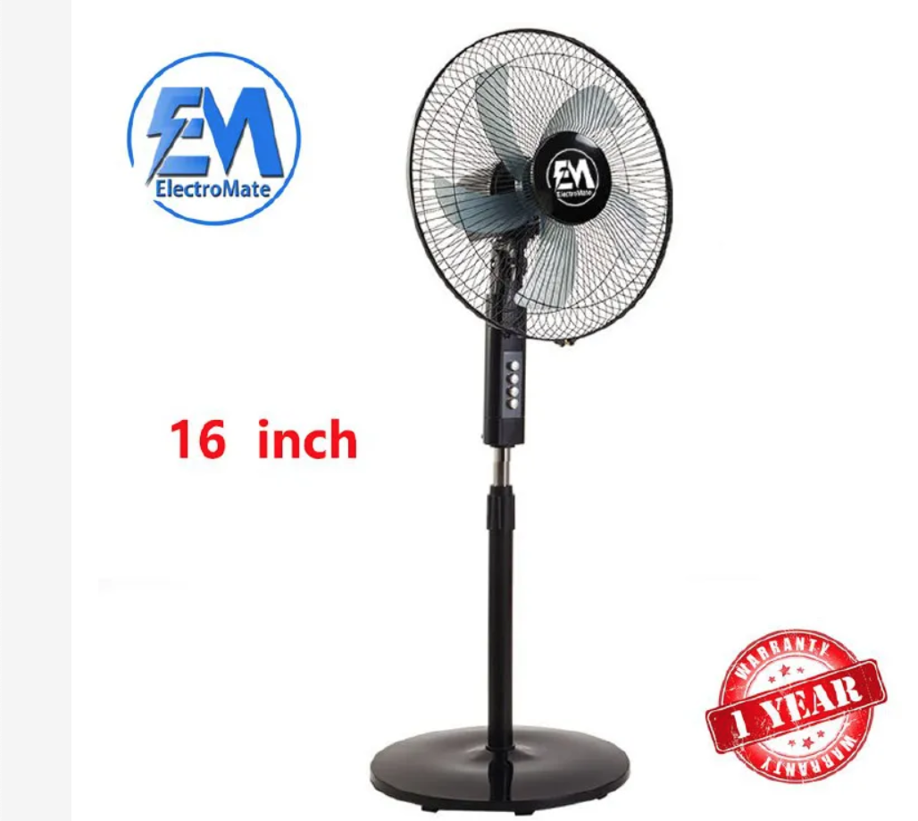 EM 16 Inch Stand Fan -5 Blades 3 Speed Powerful motor Fan Electric Floor Fan Cooling Fan Cooler Floor Fan ElectroMate