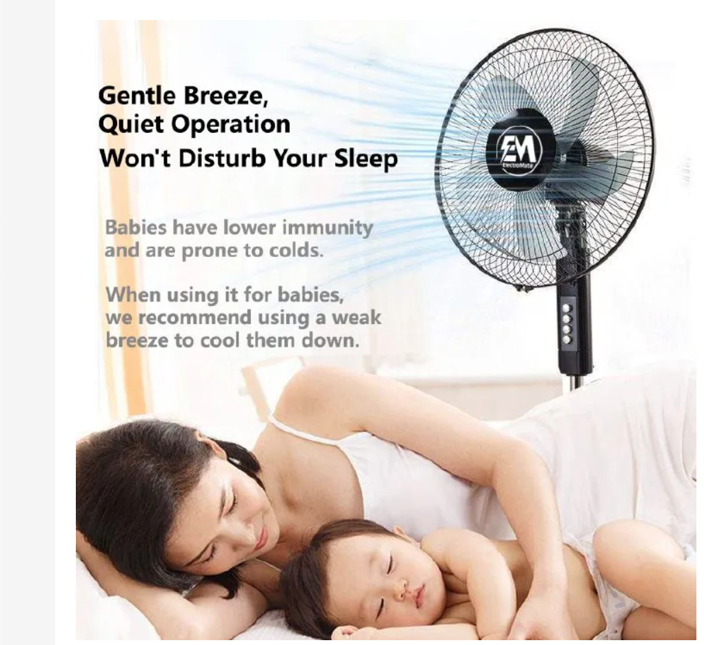 EM 16 Inch Stand Fan -5 Blades 3 Speed Powerful motor Fan Electric Floor Fan Cooling Fan Cooler Floor Fan ElectroMate