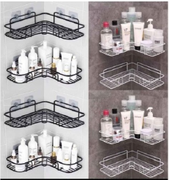 Bathroom Organizer Toilet Corner Shelf Kitchen/Bathroom Organizer Multi-functional Storage Shelf No-Drill Wall Mounted Organizer Rack