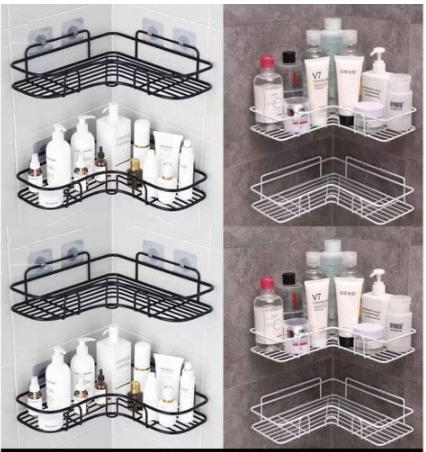 Bathroom Organizer Toilet Corner Shelf Kitchen/Bathroom Organizer Multi-functional Storage Shelf No-Drill Wall Mounted Organizer Rack