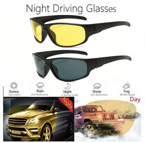 2-in-1 HD Night Vision & Daytime Driving Glasses – Anti-Glare UV Protection for Safer Driving in All Conditions
