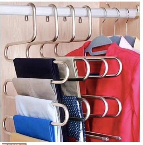Stainless Steel Pants Hanger, S-Type S-Shape Multi Layers Metal Slack Holder Space Saving -Closet Storage For Clothes Jeans Trousers Scarf Tie Towel Rack
