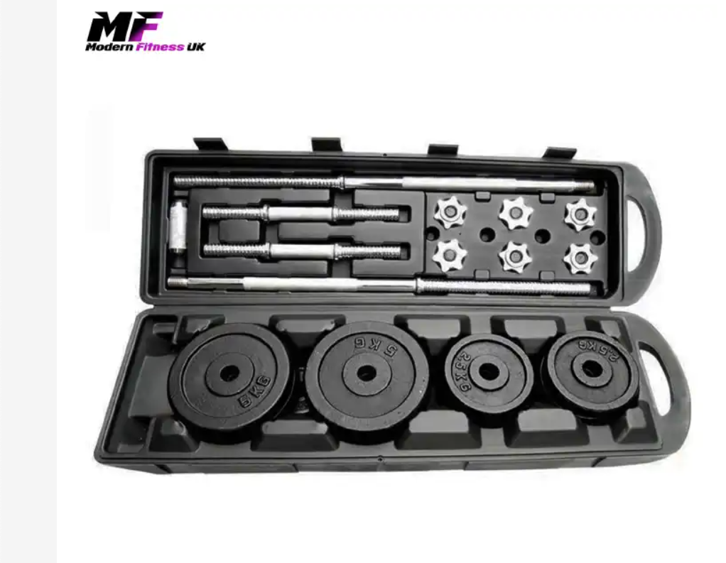 50Kg York Adjustable Cast Iron Dumbbell and Barbell Weights Set - Strength Training Equipment Home Gym Fitness