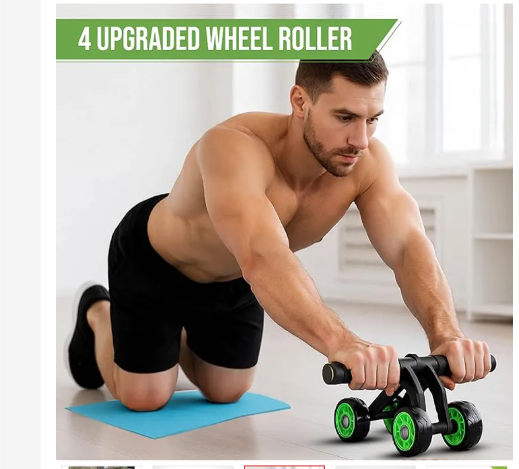 Ab Roller Wheel 4-Wheel Stability , Quality – Ab Wheel & Abdominal Exercise Roller for Abs Workout, Core Trainer & Home Gym Fitness Equipment for Men & Women