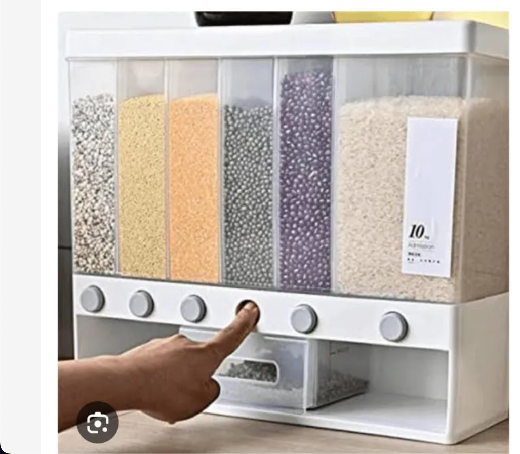 Partitioned Multifunctional Cereal/rice Dispenser 6 Compartments