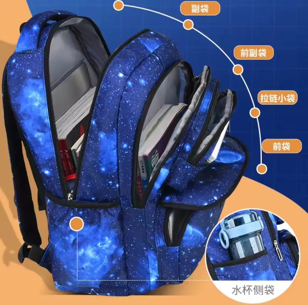 School Backpack Girls Boys Teenagers School Bag Backpacks Daypack for Students Women Boys Children School Bag Set Pencil Case School Children Starry kids school bag. Mochila backpack for children