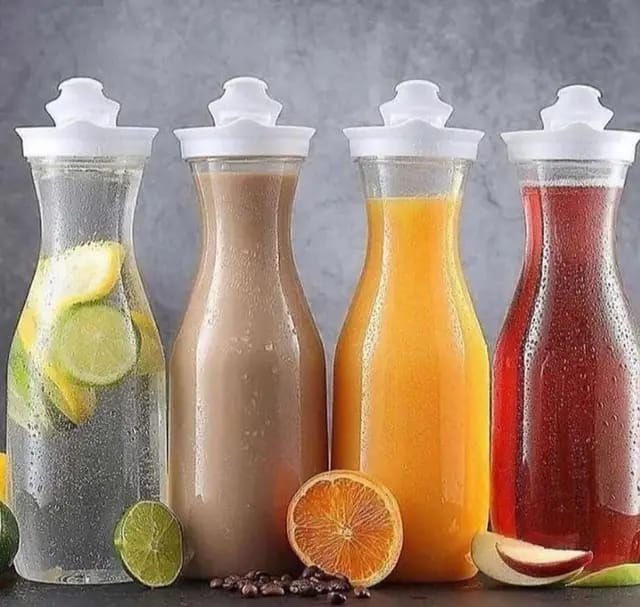 Juice Bottles with Lids,1000ml Transparent Beverage Bottle Leak-Proof Reusable Drinking Bottle Used for Work Gym Home Storage of Juice and Water