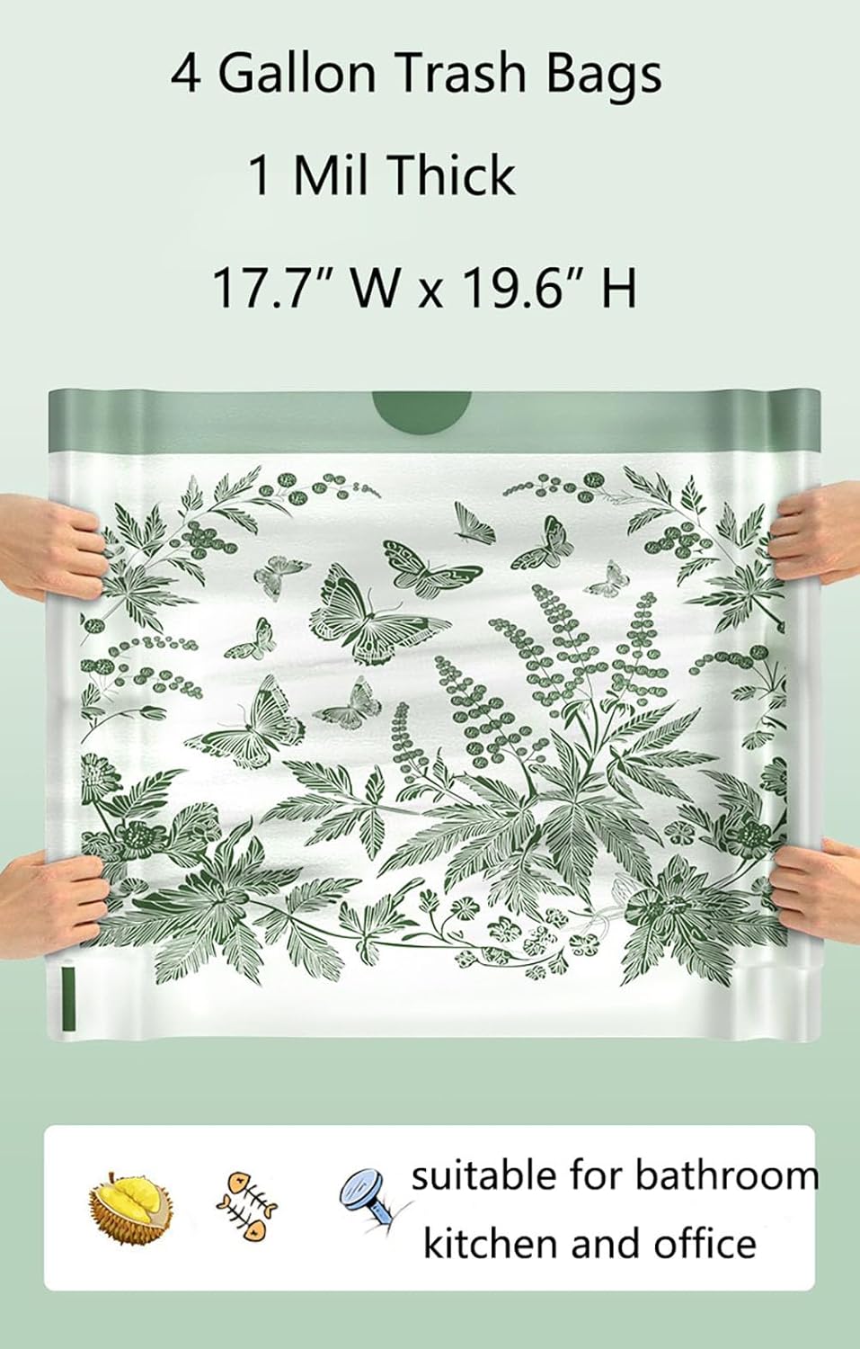 50pcs set Extra Thickened Aerial Kitchen Garbage Bags Drawstring Tie Trash Bags Home Use Tear Resistant PE Material for Food Waste