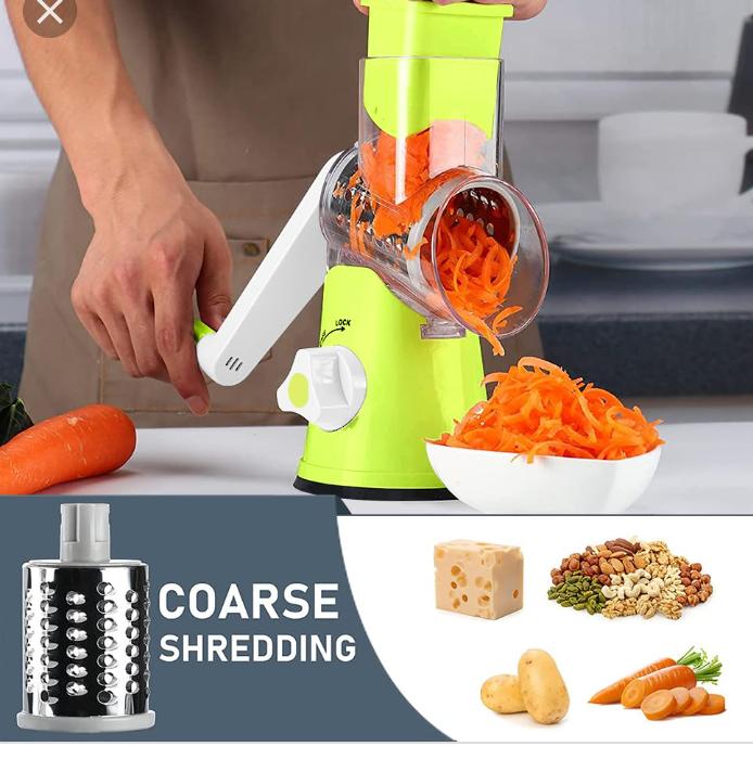 3-in-1 Manual Mandoline Salad Maker | Vegetable Slicer, Grater & Shredder | Adjustable Blades Kitchen Cutter for Fruits & Veggies