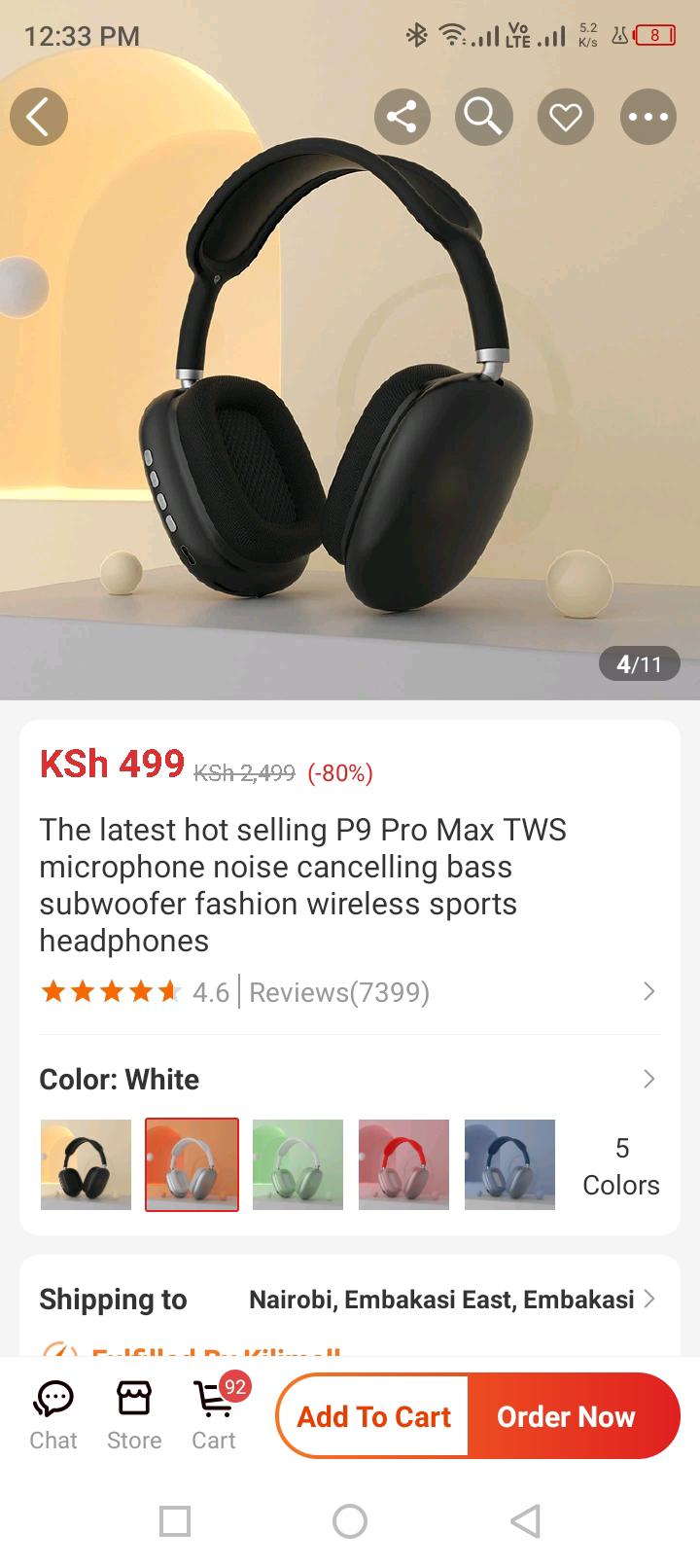 P9 Air Max Wireless Bluetooth Headphones Sports Gaming Wireless Headset Noise Reduction Earphone With Microphone Supports TF