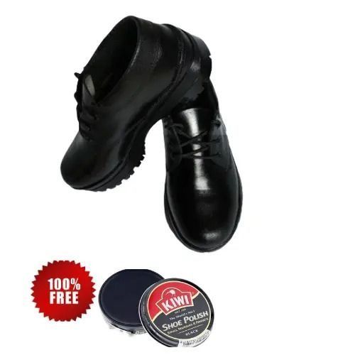 GOOD QUALITY UNISEX BLACK BACK TO SCHOOL LEATHER SHOES, TOUGHEES BATA  +  FREE SHOE POLISH