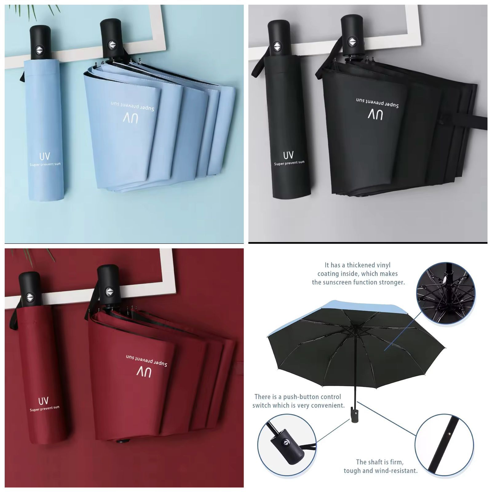 CLEARANCE SALES 8 Ribs Travel Rain Sun Umbrellas Windproof Multi-color Travel Umbrella Automatic Open And Close