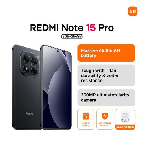 XIAOMI Redmi Note 15 Pro, 6.77", 8GB RAM + 256GB (Dual SIM), 6500mAh, Black (25 Months Warranty)