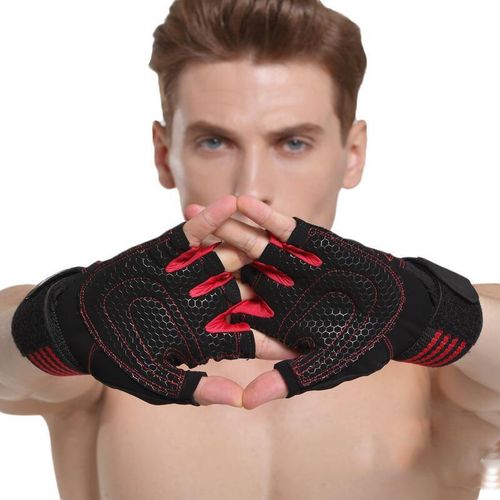 Breathable Gym Workout Gloves with Wrist Support Strap, Non-Slip Weightlifting Training Gloves for Fitness, Bodybuilding, Cycling & Cross Training, Durable Anti-Sweat Grip Design