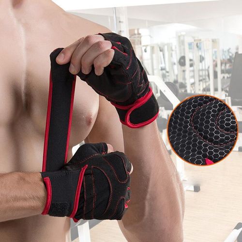Breathable Gym Workout Gloves with Wrist Support Strap, Non-Slip Weightlifting Training Gloves for Fitness, Bodybuilding, Cycling & Cross Training, Durable Anti-Sweat Grip Design