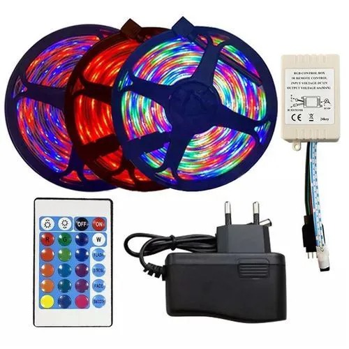 5m RGB Red,blue,green Flexible Snake Light Strip Kit With Remote Controller & Power Supply with Double layer self-adhesive tape LED strips with high strength and high reliability