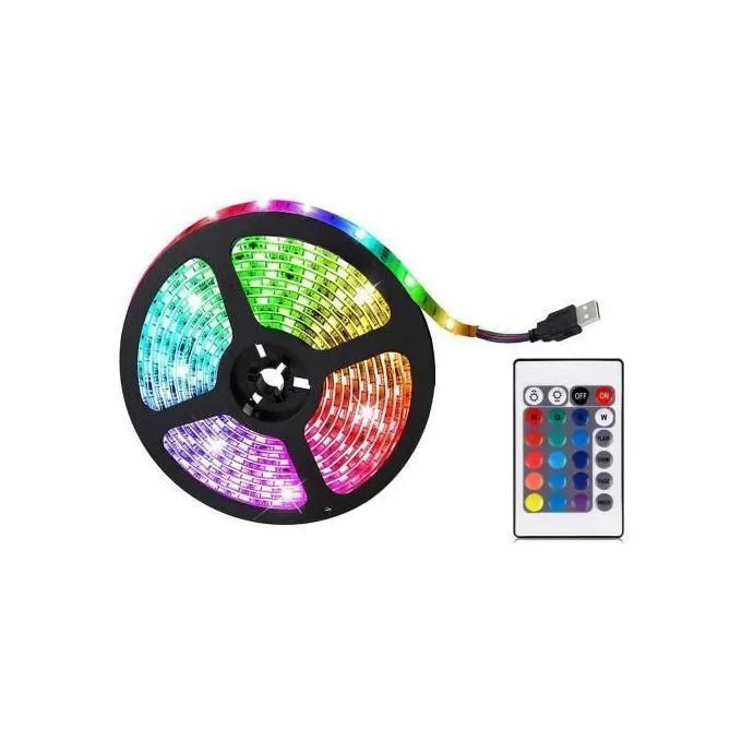 5m RGB Red,blue,green Flexible Snake Light Strip Kit With Remote Controller & Power Supply with Double layer self-adhesive tape LED strips with high strength and high reliability