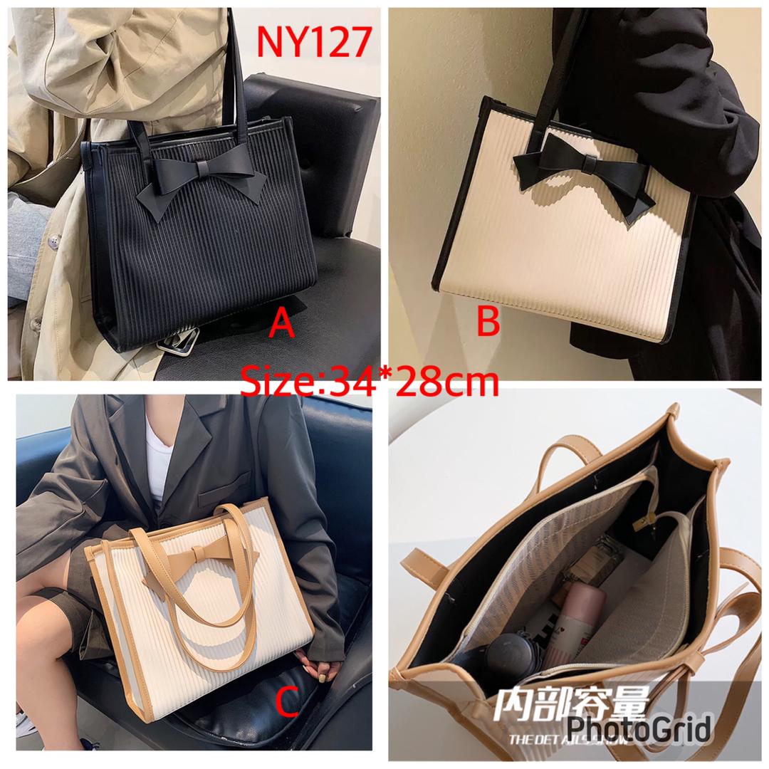 CUTE Bow tote bags ASSORTED BLACK AND BEIGE Tote Bags