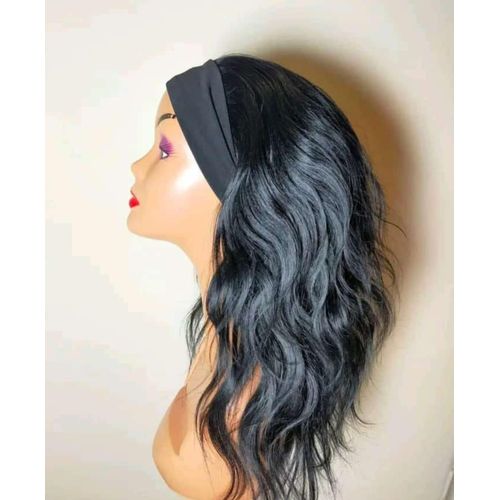 FAST SELLING Classy Semi human (60% Human hair)  head band wig medium length Synthetic Extensions