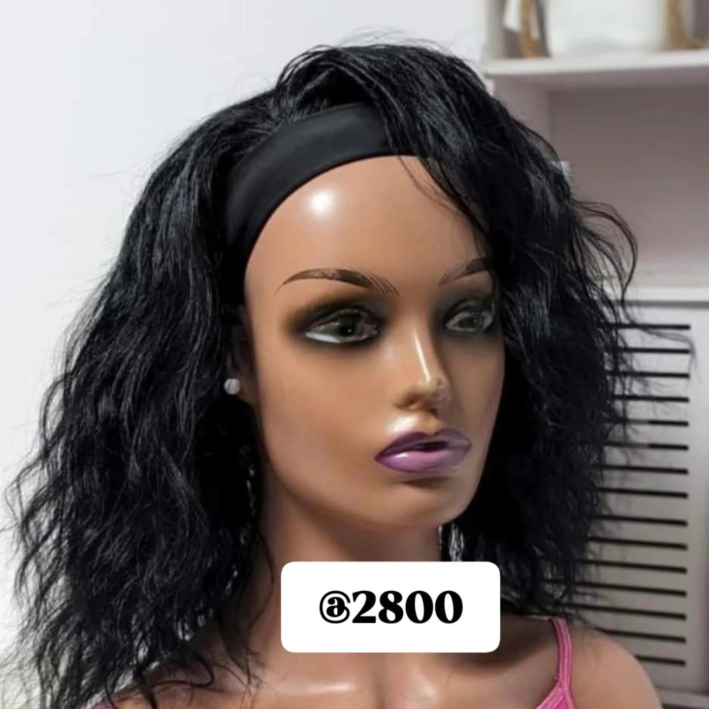FAST SELLING Classy Semi human (60% Human hair)  head band wig medium length Synthetic Extensions