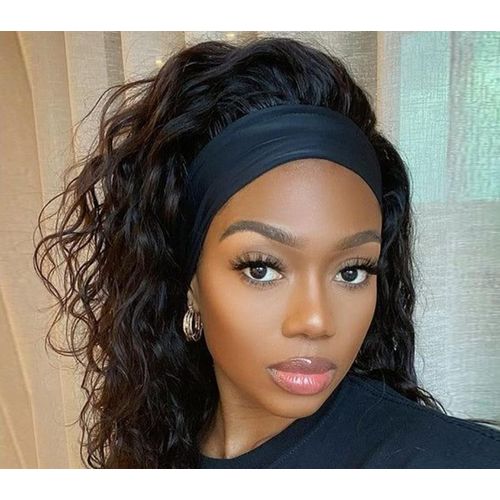 FAST SELLING Classy Semi human (60% Human hair)  head band wig medium length Synthetic Extensions