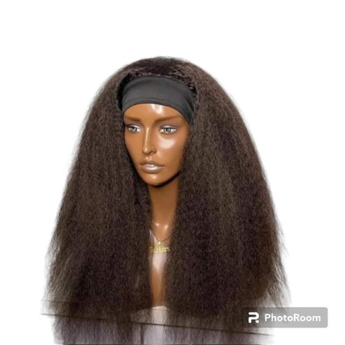Long Classy Kinky straight Semi-human headband wig Synthetic Extensions