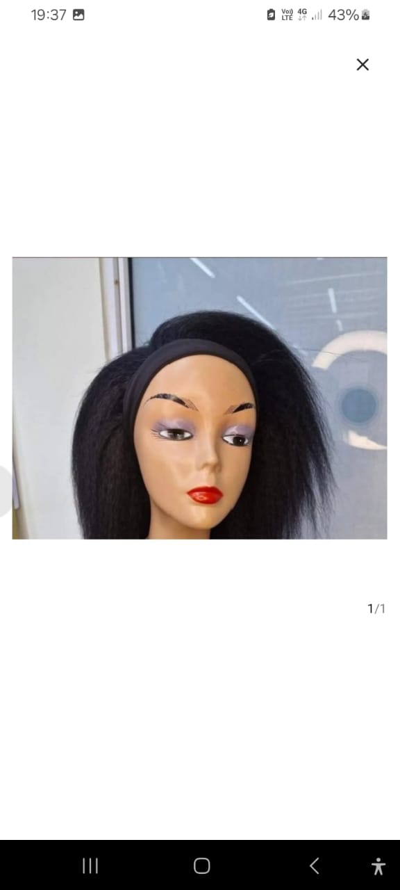 EASY TO WEAR & STYLE; GLUELESS SEMI HUMAN KINKY STRAIGHT BOB  Synthetic Extensions