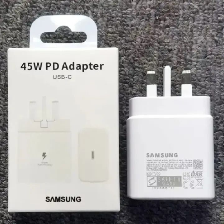Samsung 45W Header Fast Charger Adapter For all Type-C gadgets, Galaxy A15, A25, A05S, S20FE, S23FE With Type C Output, for C to C cables